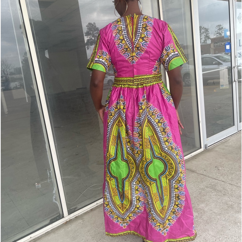 Women African print full length maxi dress - Picture 3 of 4